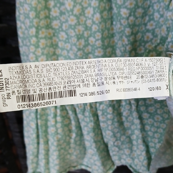 Zara Mint Green Floral Kids Dress SZ 7 - Picture 5 of 6